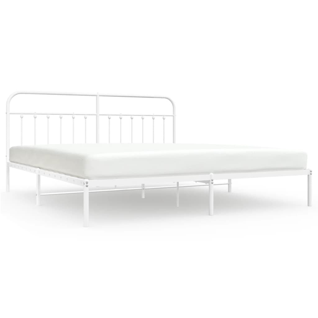 Cadre de lit métal sans matelas et tête de lit blanc 200x200 cm - XIOS