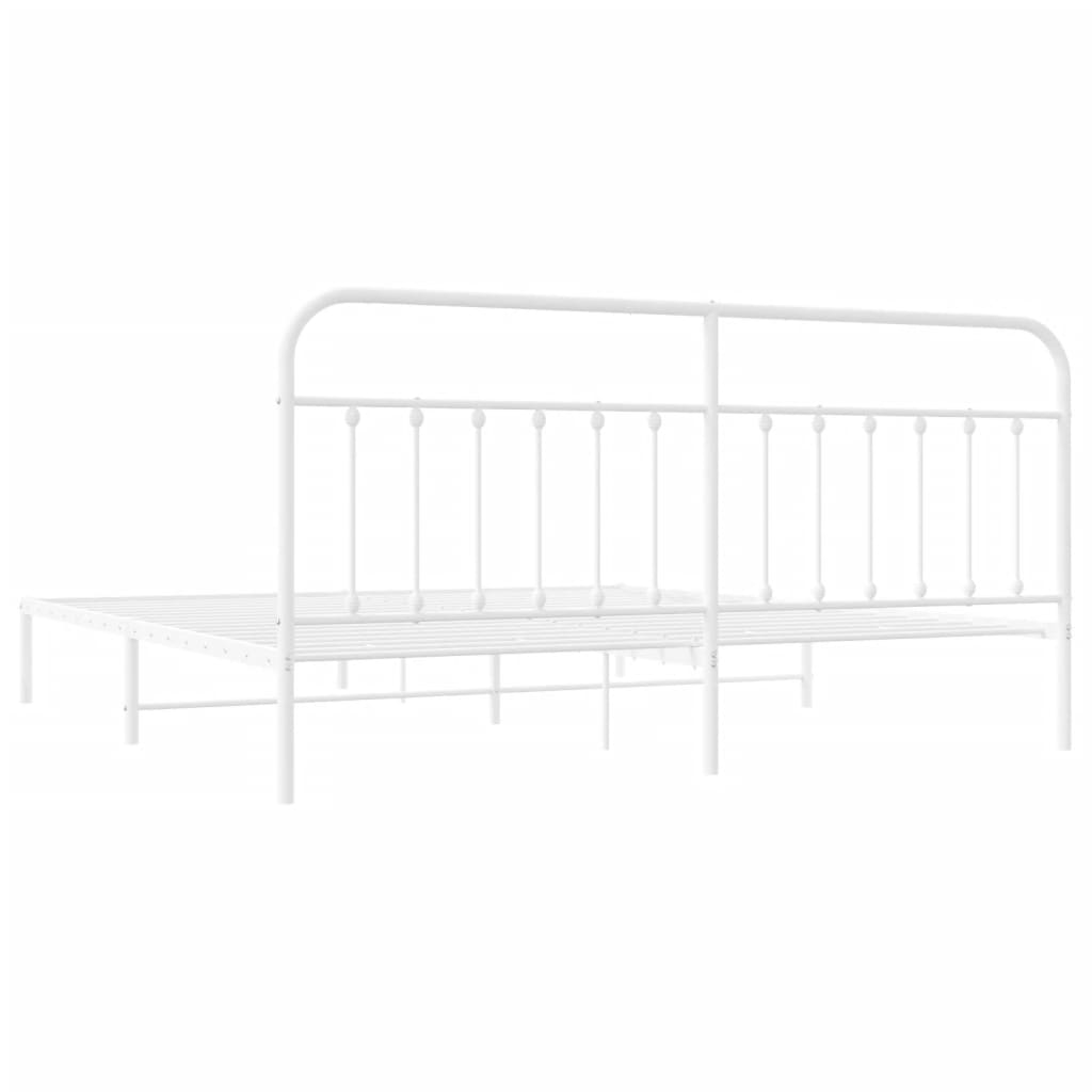 Cadre de lit métal sans matelas et tête de lit blanc 200x200 cm - XIOS