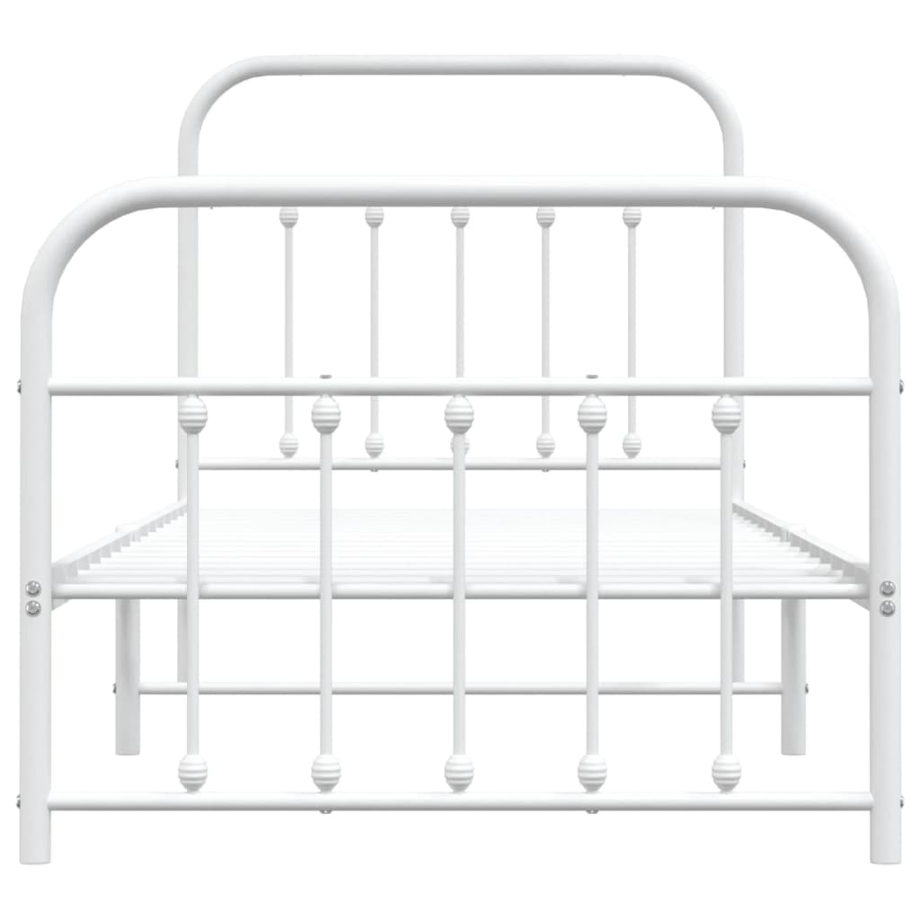 Cadre de lit métal sans matelas avec pied de lit blanc 90x200cm - XIOS