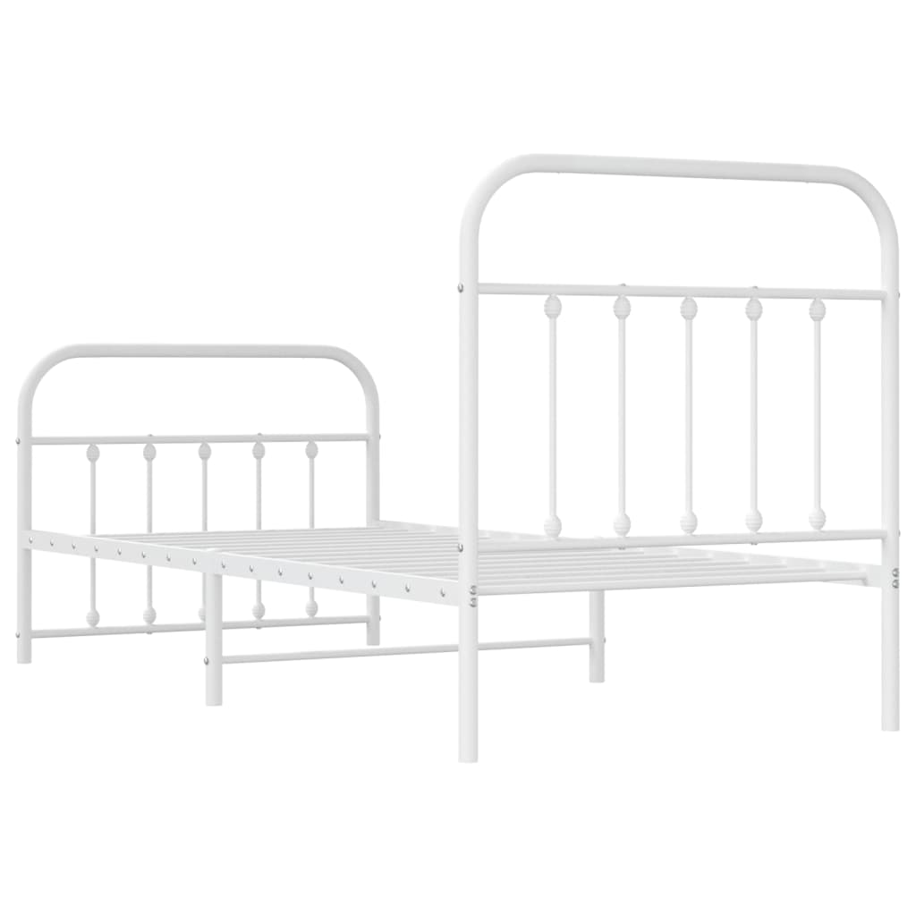 Cadre de lit métal sans matelas avec pied de lit blanc 90x200cm - XIOS