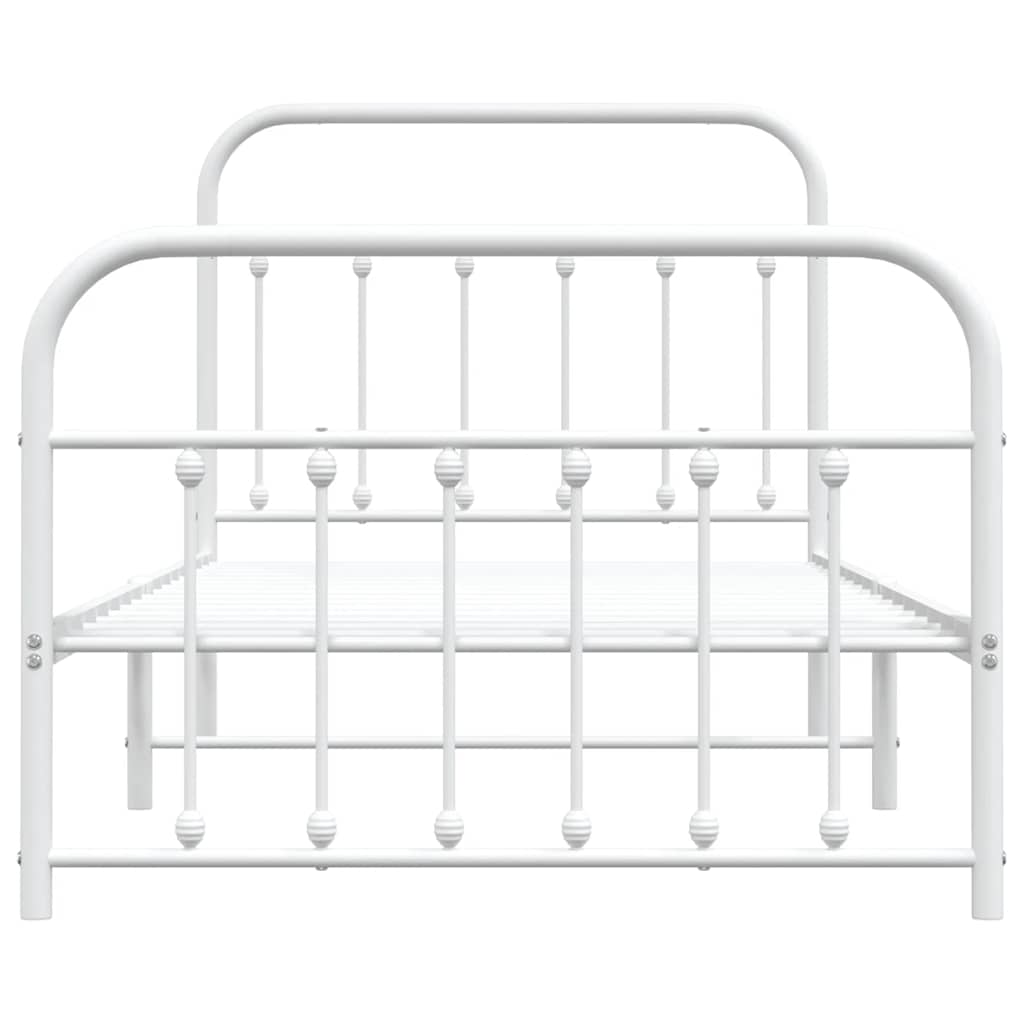 Cadre de lit métal sans matelas et pied de lit blanc 100x190 cm - XIOS