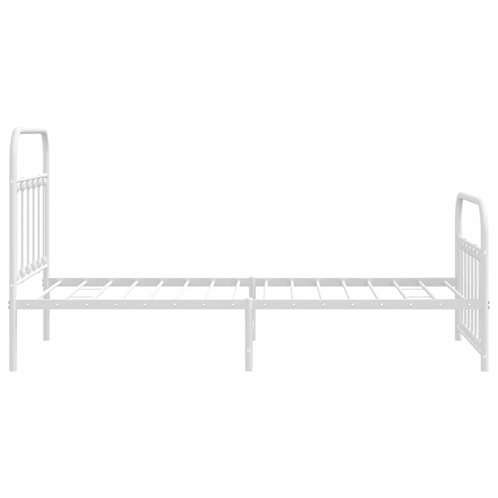 Cadre de lit métal sans matelas et pied de lit blanc 100x190 cm - XIOS