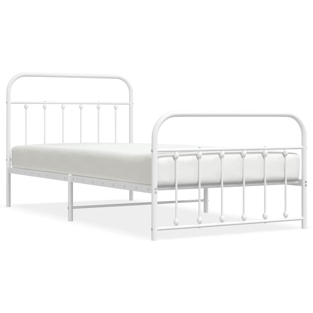 Cadre de lit métal sans matelas et pied de lit blanc 100x200 cm - XIOS