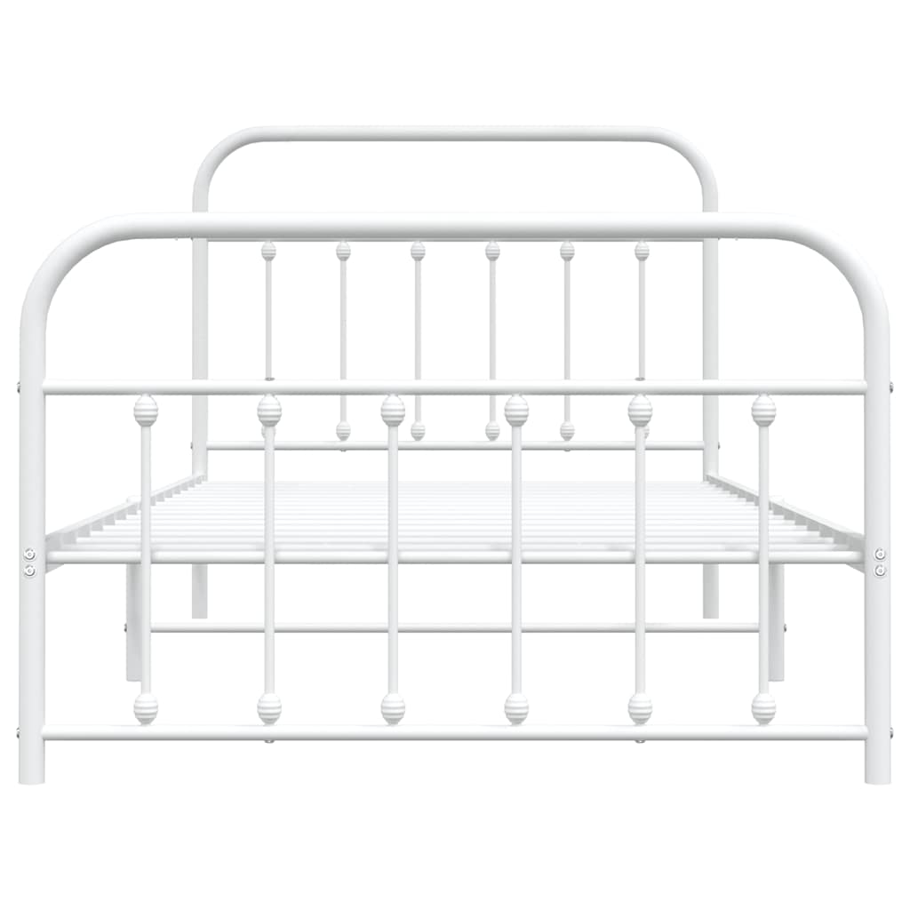 Cadre de lit métal sans matelas et pied de lit blanc 100x200 cm - XIOS
