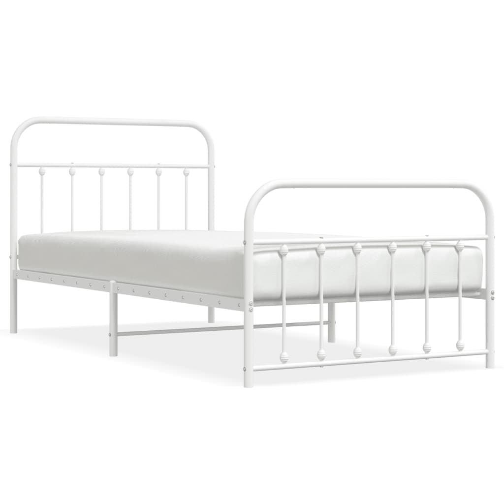 Cadre de lit métal sans matelas et pied de lit blanc 107x203 cm - XIOS