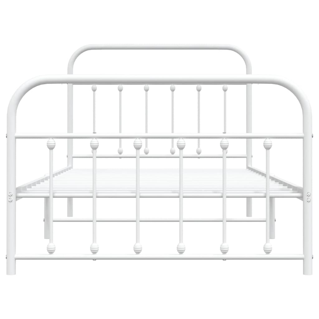 Cadre de lit métal sans matelas et pied de lit blanc 107x203 cm - XIOS