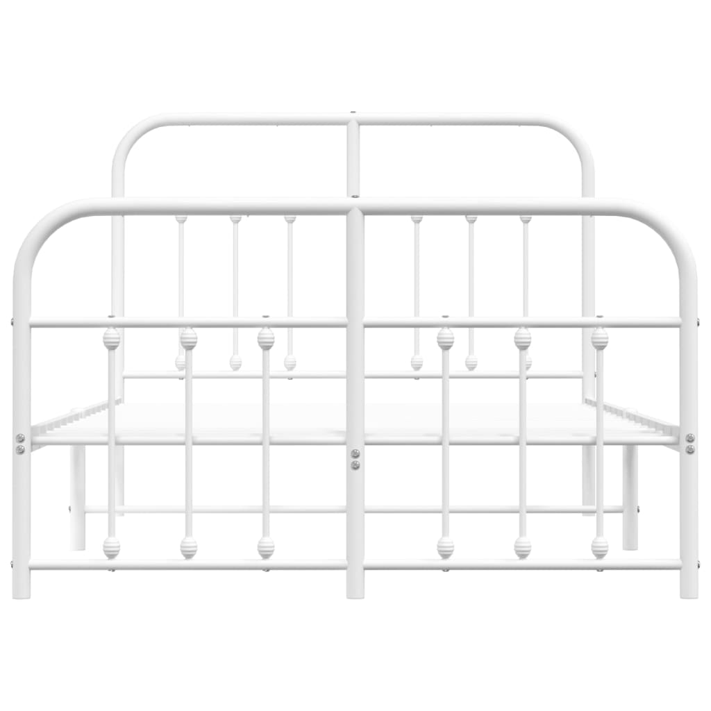 Cadre de lit métal sans matelas et pied de lit blanc 120x190 cm - XIOS