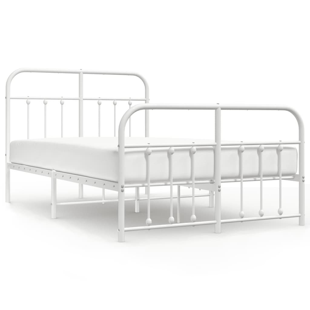 Cadre de lit métal sans matelas et pied de lit blanc 120x200 cm - XIOS