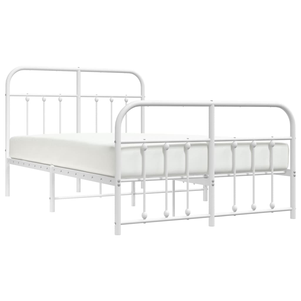 Cadre de lit métal sans matelas et pied de lit blanc 120x200 cm - XIOS