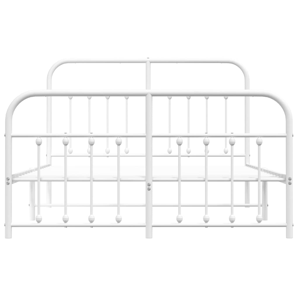 Cadre de lit métal sans matelas et pied de lit blanc 135x190 cm - XIOS