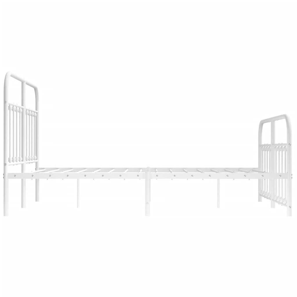 Cadre de lit métal sans matelas et pied de lit blanc 140x190 cm - XIOS