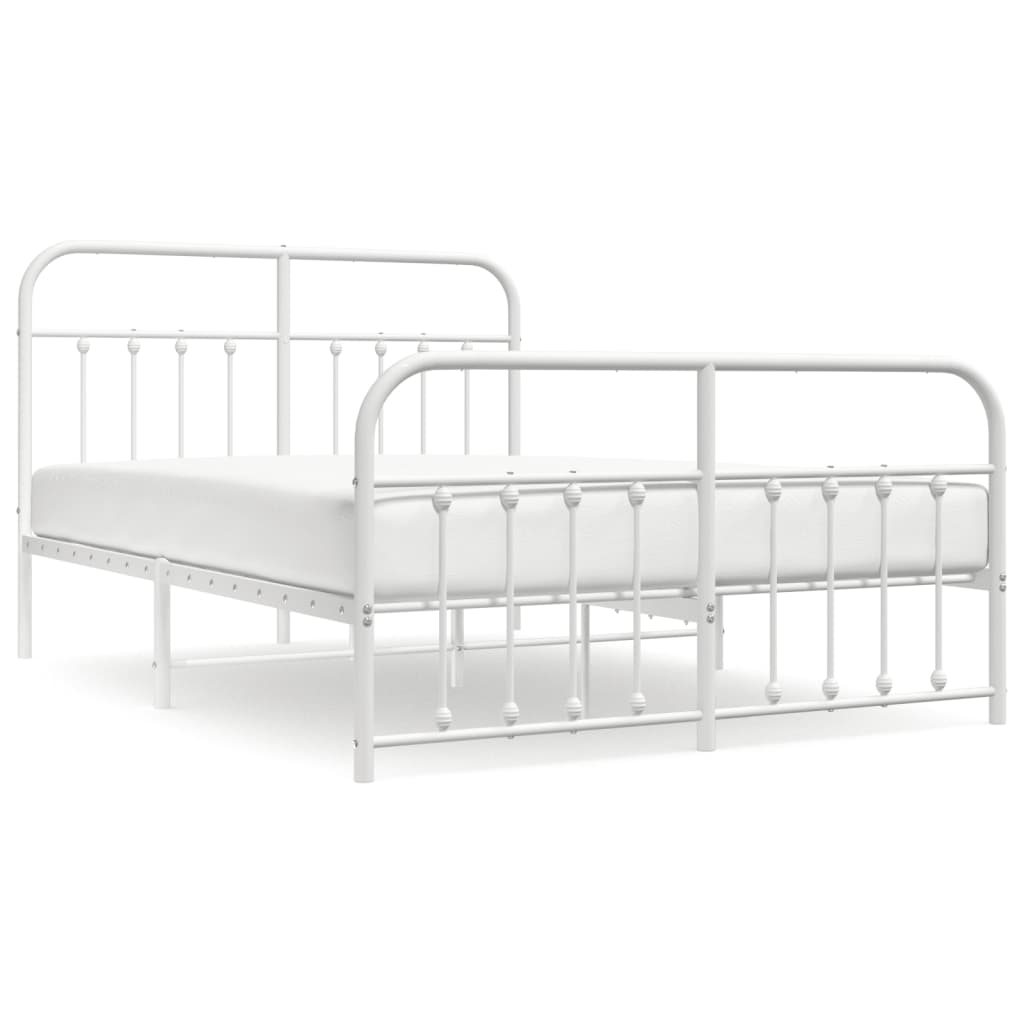 Cadre de lit métal sans matelas et pied de lit blanc 140x200 cm - XIOS