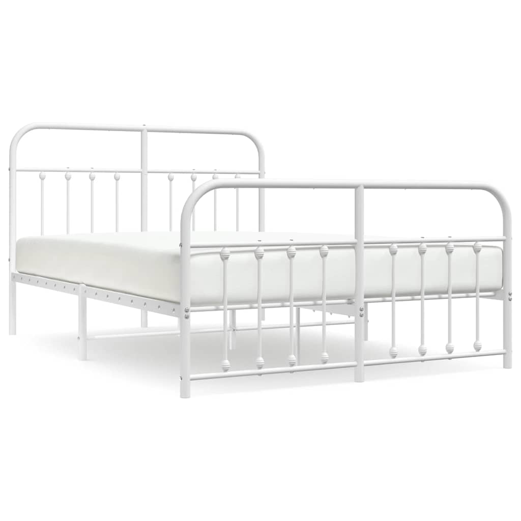 Cadre de lit métal sans matelas et pied de lit blanc 150x200 cm - XIOS