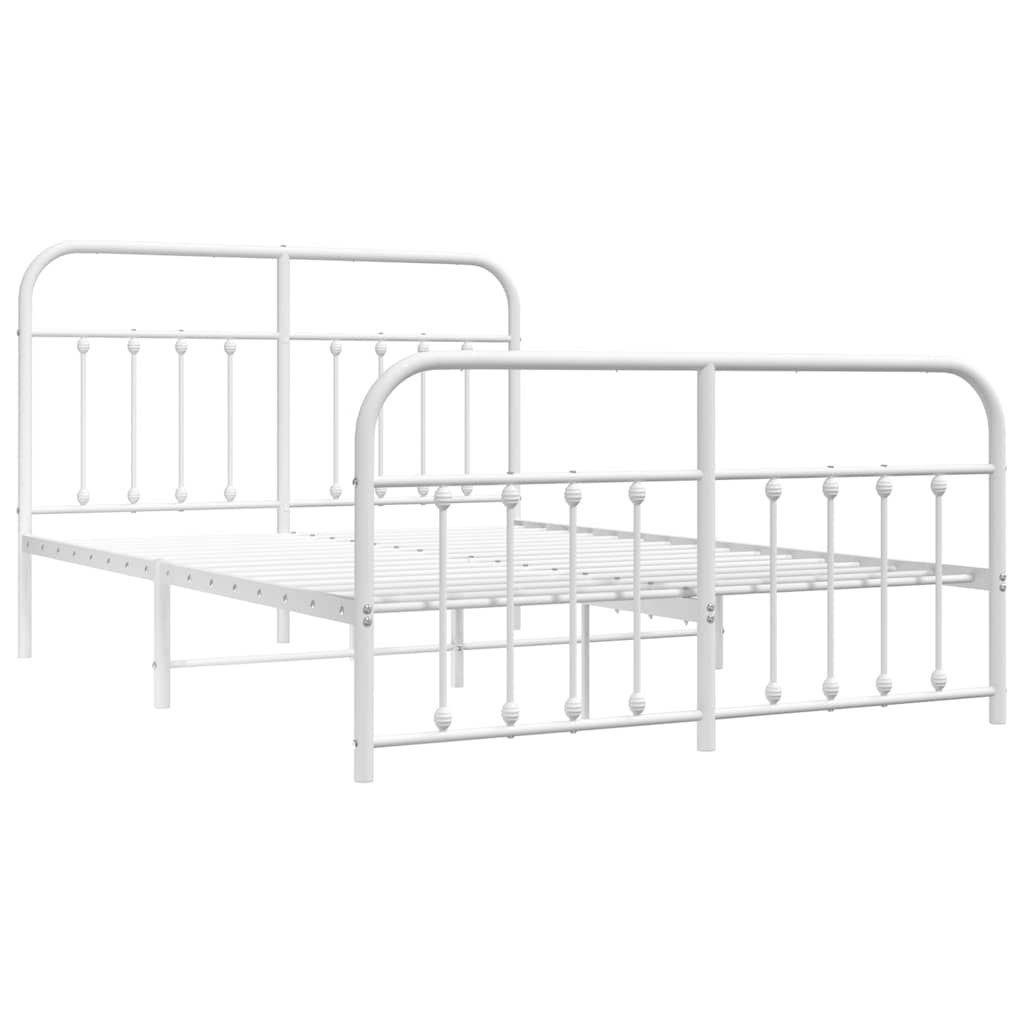 Cadre de lit métal sans matelas et pied de lit blanc 150x200 cm - XIOS