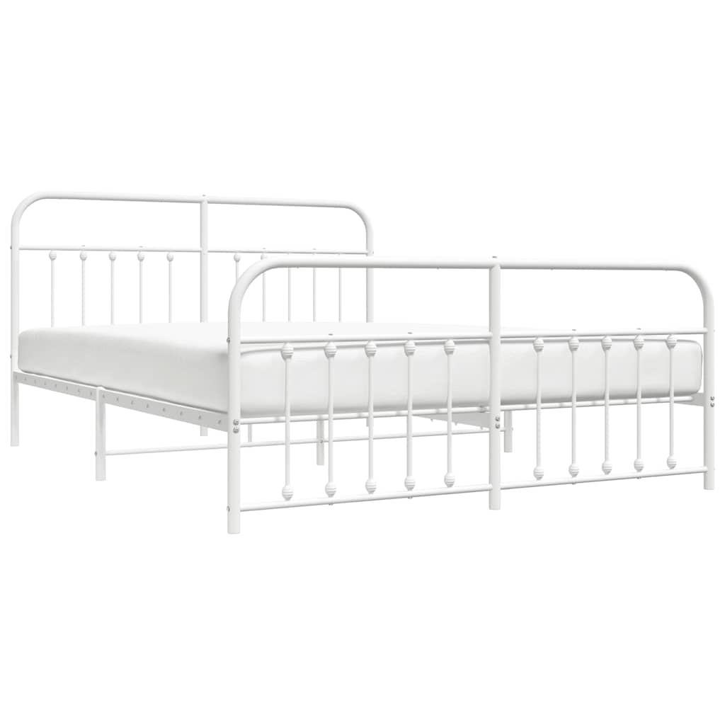 Cadre de lit métal sans matelas et pied de lit blanc 183x213 cm - XIOS