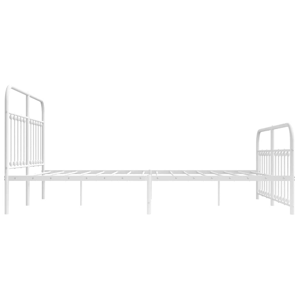 Cadre de lit métal sans matelas et pied de lit blanc 183x213 cm - XIOS