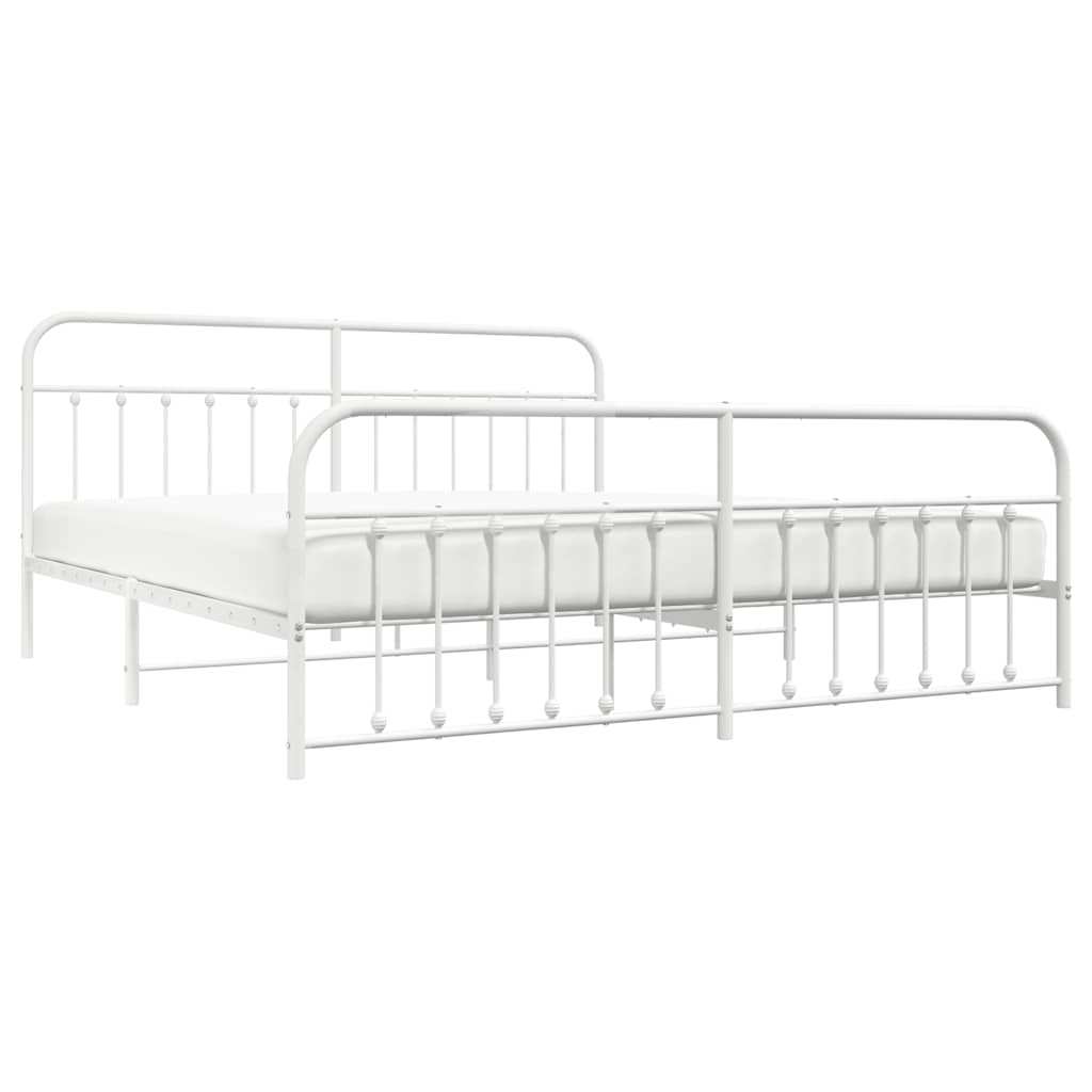 Cadre de lit métal sans matelas et pied de lit blanc 193x203 cm - XIOS
