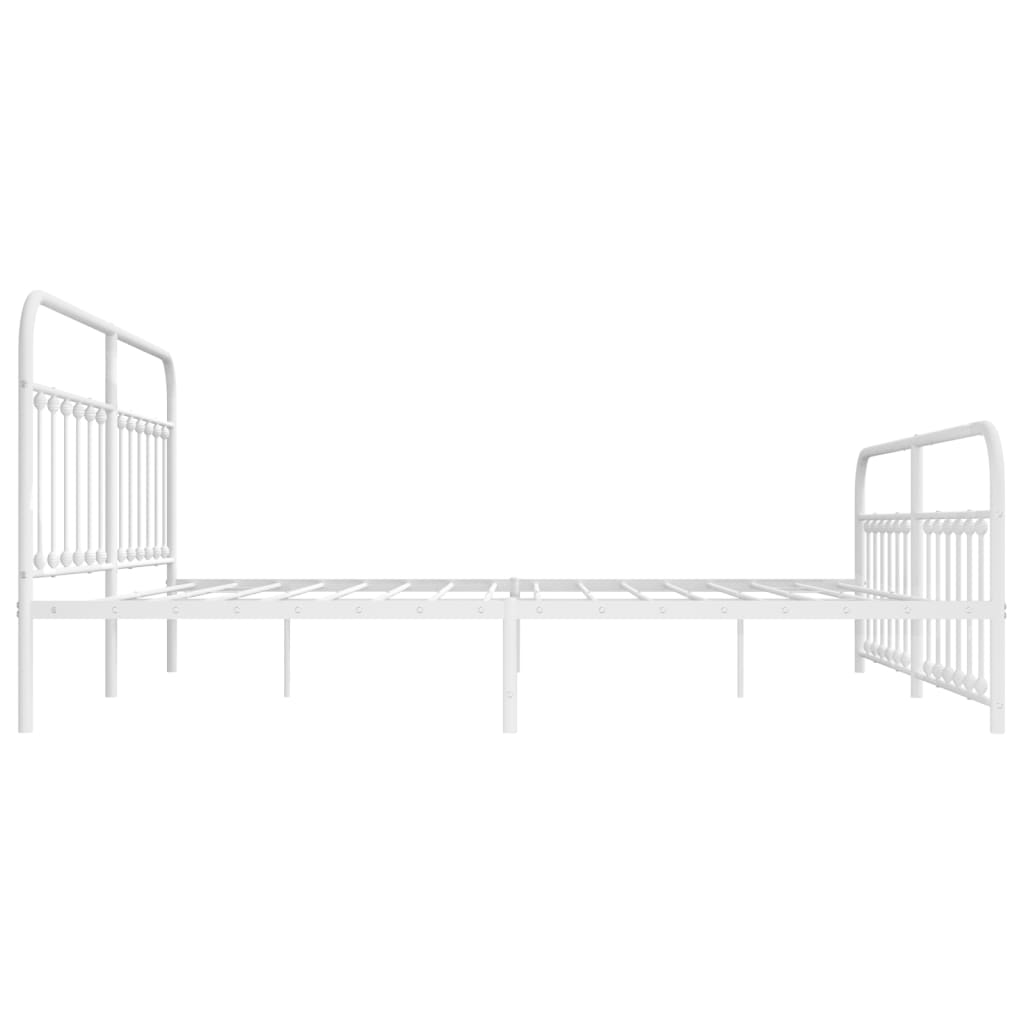 Cadre de lit métal sans matelas et pied de lit blanc 200x200 cm - XIOS