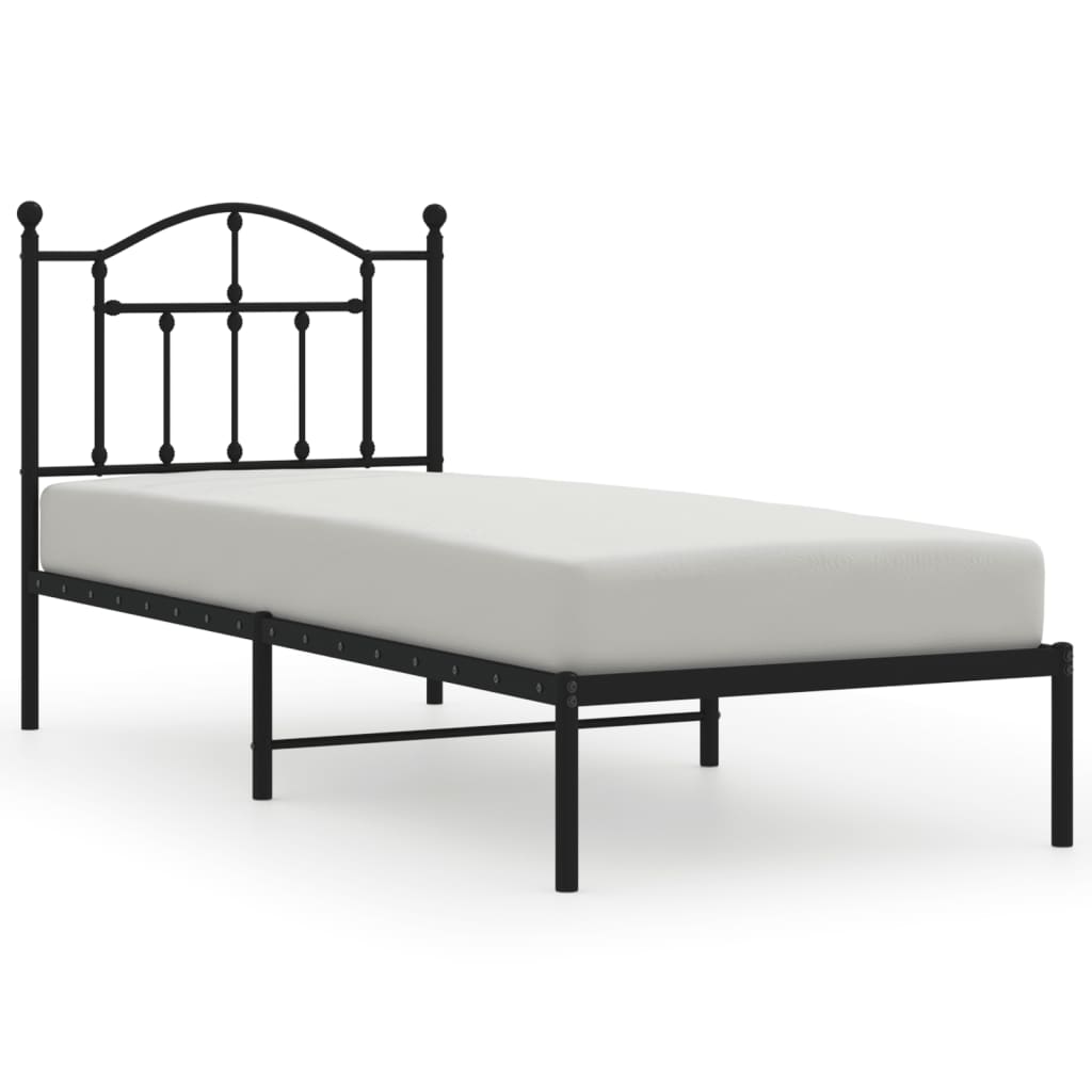 Cadre de lit métal sans matelas avec tête de lit noir 80x200 cm - XIOS
