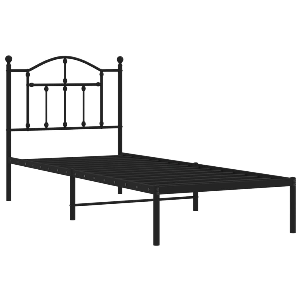 Cadre de lit métal sans matelas avec tête de lit noir 80x200 cm - XIOS