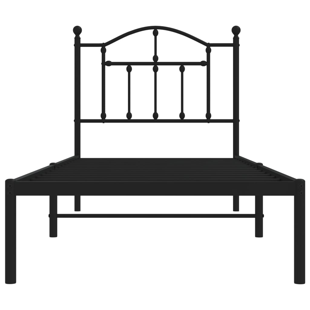 Cadre de lit métal sans matelas avec tête de lit noir 80x200 cm - XIOS