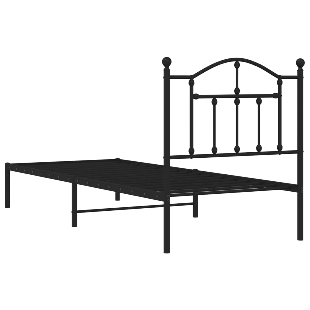 Cadre de lit métal sans matelas avec tête de lit noir 90x200 cm - XIOS