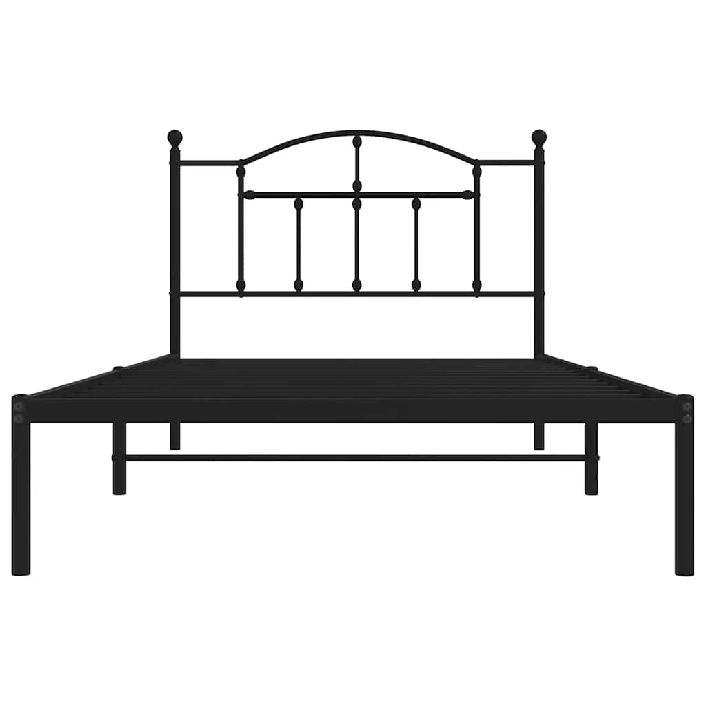 Cadre de lit métal sans matelas avec tête de lit noir 100x200cm