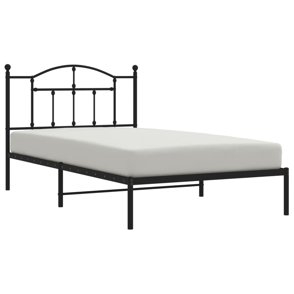 Cadre de lit métal sans matelas avec tête de lit noir 107x203cm - XIOS