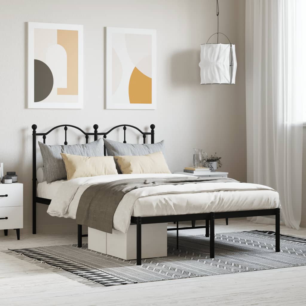 Cadre de lit métal sans matelas avec tête de lit noir 120x190cm - XIOS