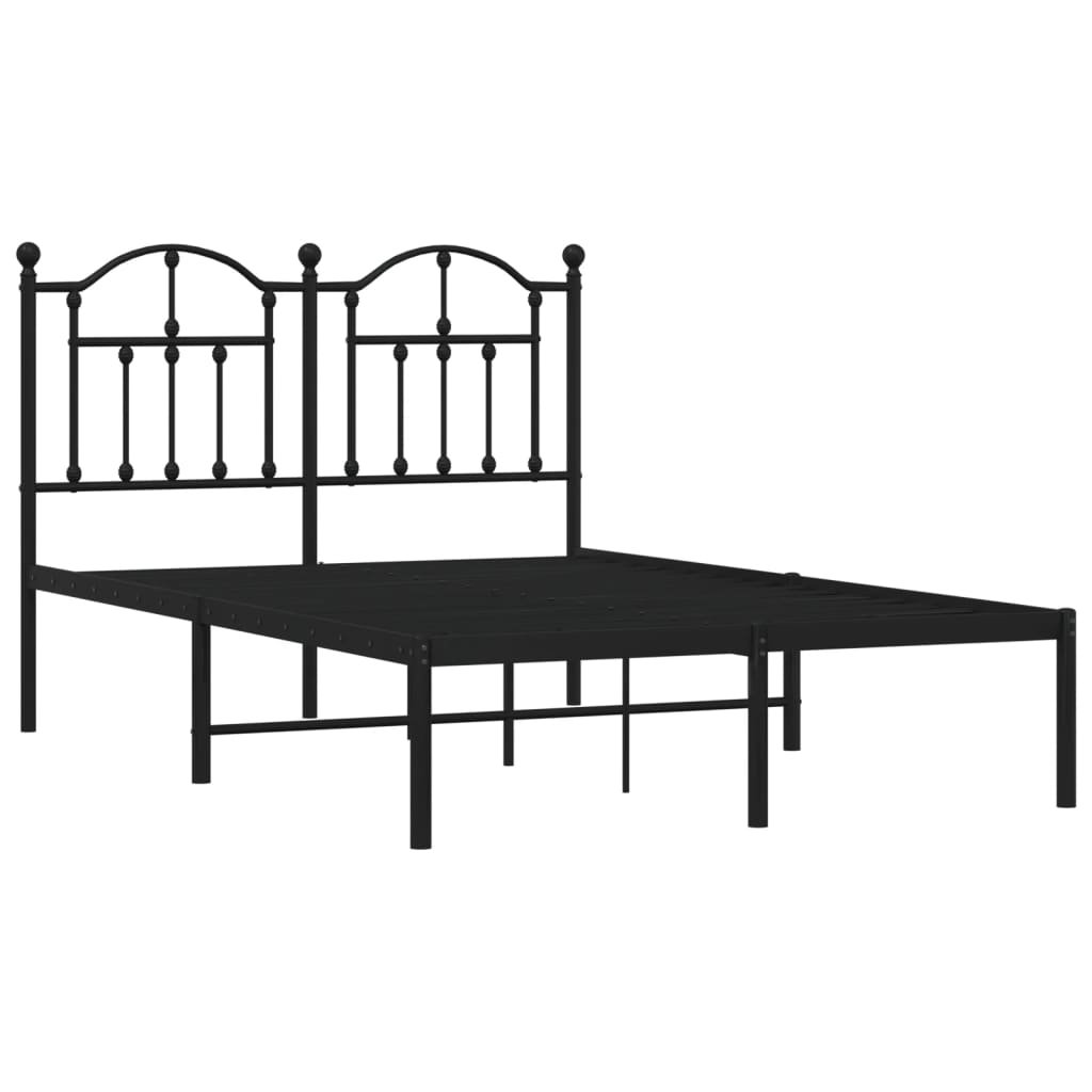 Cadre de lit métal sans matelas avec tête de lit noir 120x200cm - XIOS