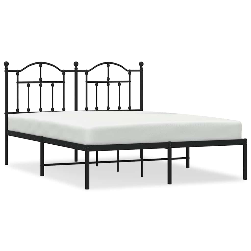 Cadre de lit métal sans matelas avec tête de lit noir 135x190cm - XIOS