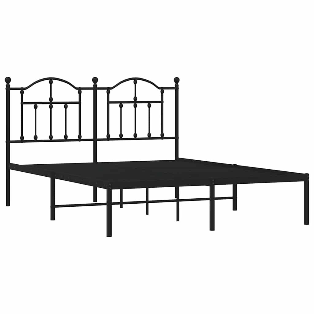Cadre de lit métal sans matelas avec tête de lit noir 135x190cm - XIOS