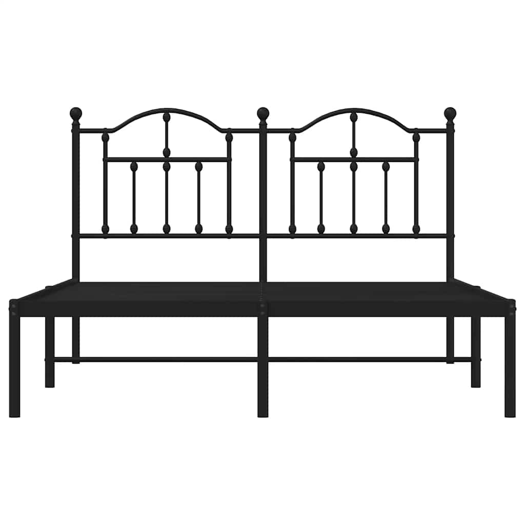 Cadre de lit métal sans matelas avec tête de lit noir 135x190cm - XIOS