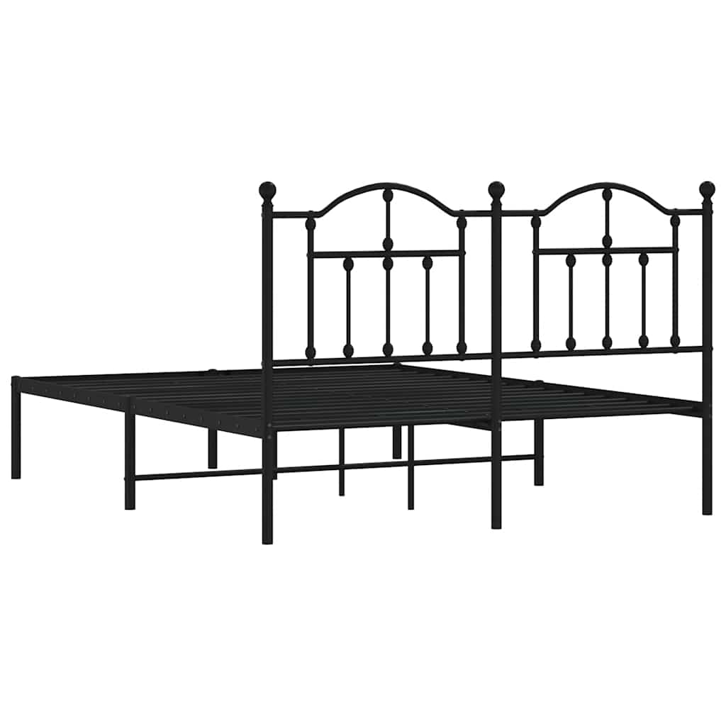 Cadre de lit métal sans matelas avec tête de lit noir 135x190cm - XIOS