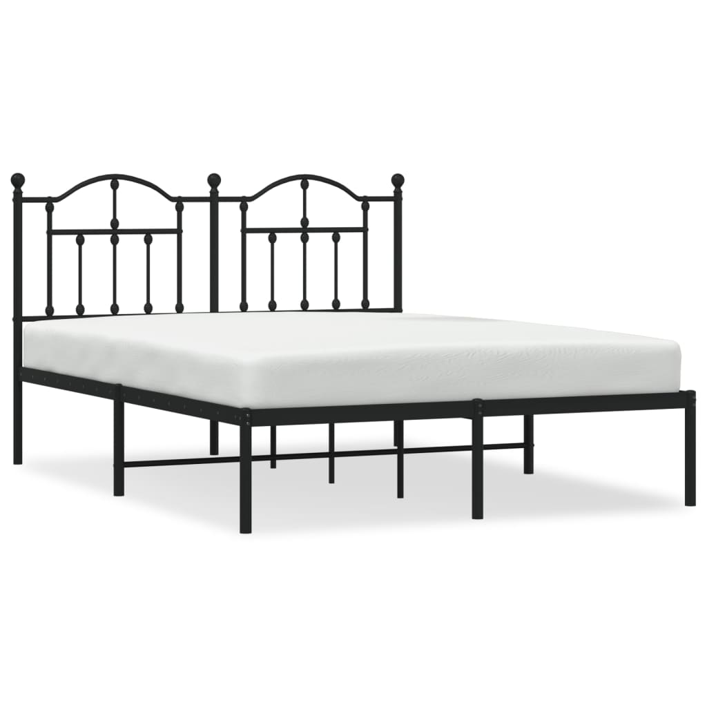 Cadre de lit métal sans matelas avec tête de lit noir 140x200cm - XIOS