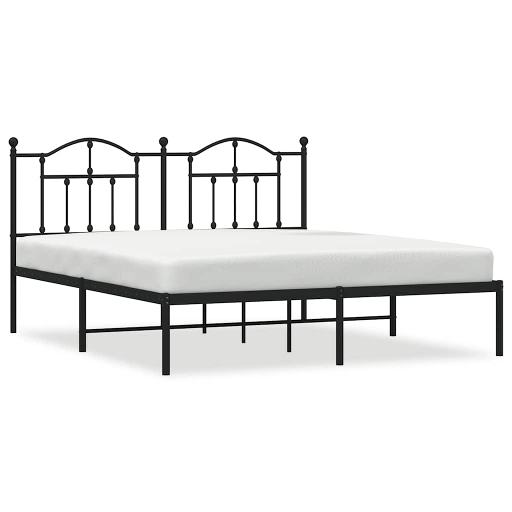 Cadre de lit métal sans matelas et tête de lit noir 180x200 cm - XIOS