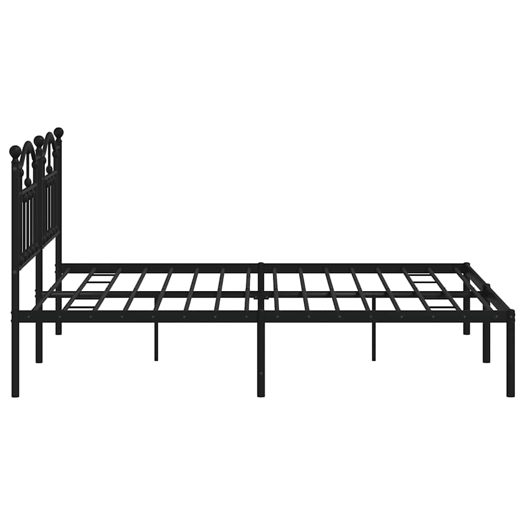Cadre de lit métal sans matelas et tête de lit noir 180x200 cm - XIOS