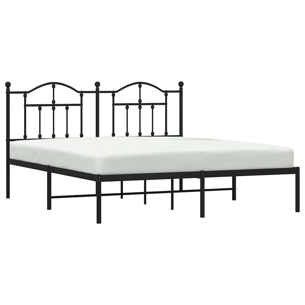 Cadre de lit métal sans matelas avec tête de lit noir 183x213cm - XIOS