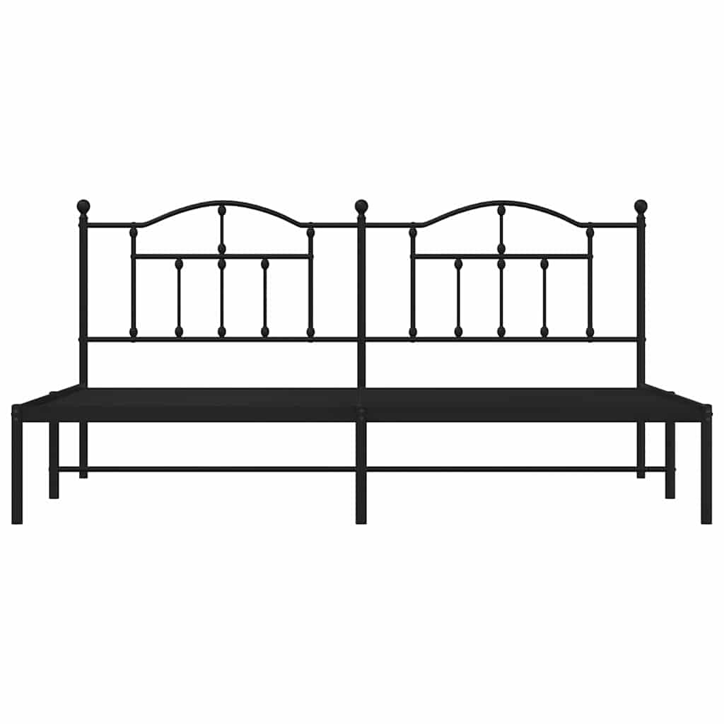 Cadre de lit métal sans matelas avec tête de lit noir 193x203cm - XIOS