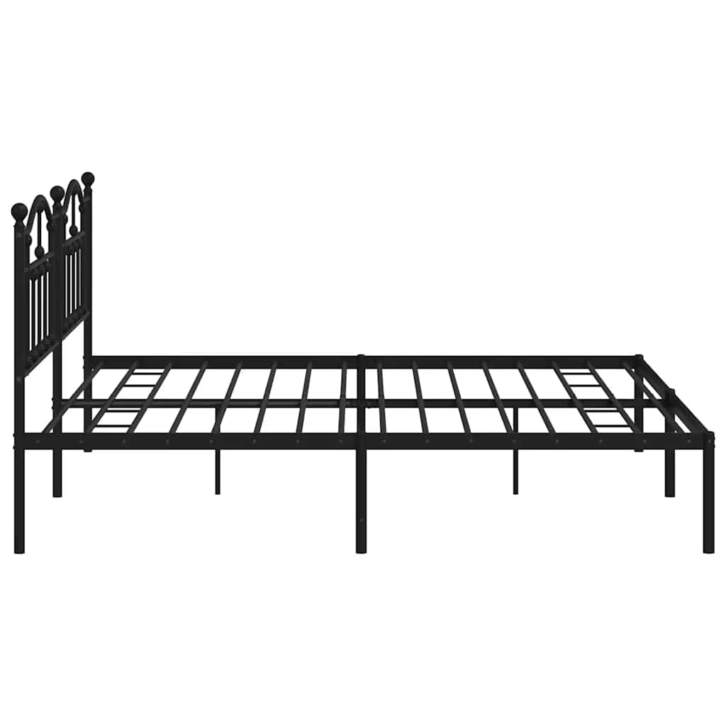 Cadre de lit métal sans matelas avec tête de lit noir 193x203cm - XIOS