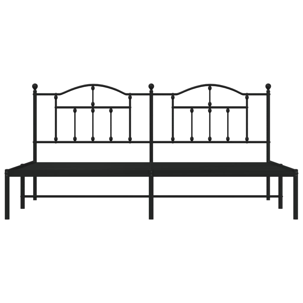 Cadre de lit métal sans matelas avec tête de lit noir 200x200cm - XIOS