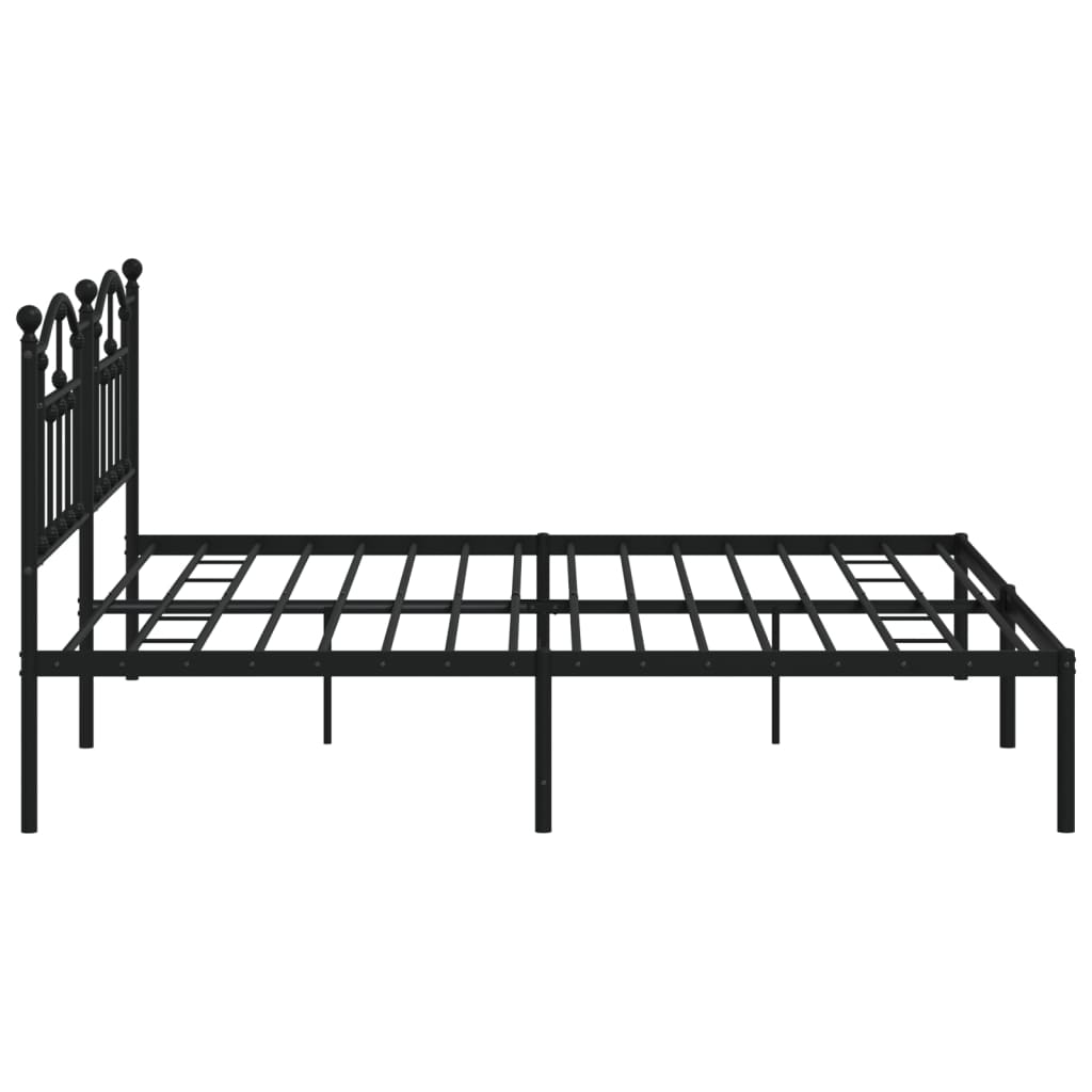 Cadre de lit métal sans matelas avec tête de lit noir 200x200cm - XIOS