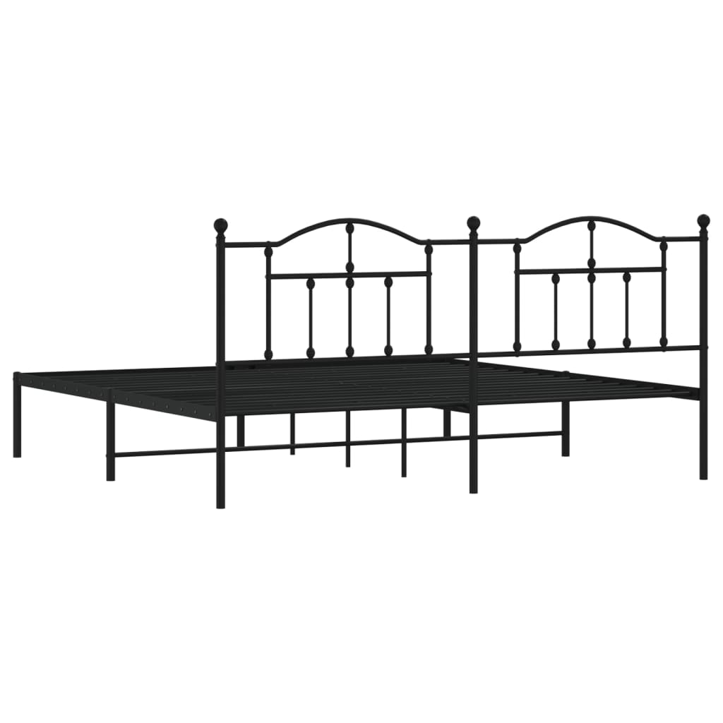 Cadre de lit métal sans matelas avec tête de lit noir 200x200cm - XIOS