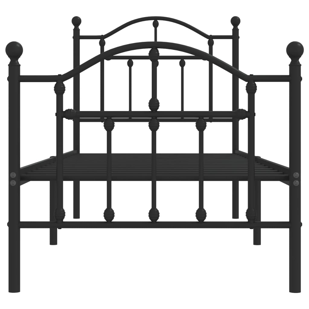 Cadre de lit métal sans matelas avec pied de lit noir 75x190 cm - XIOS