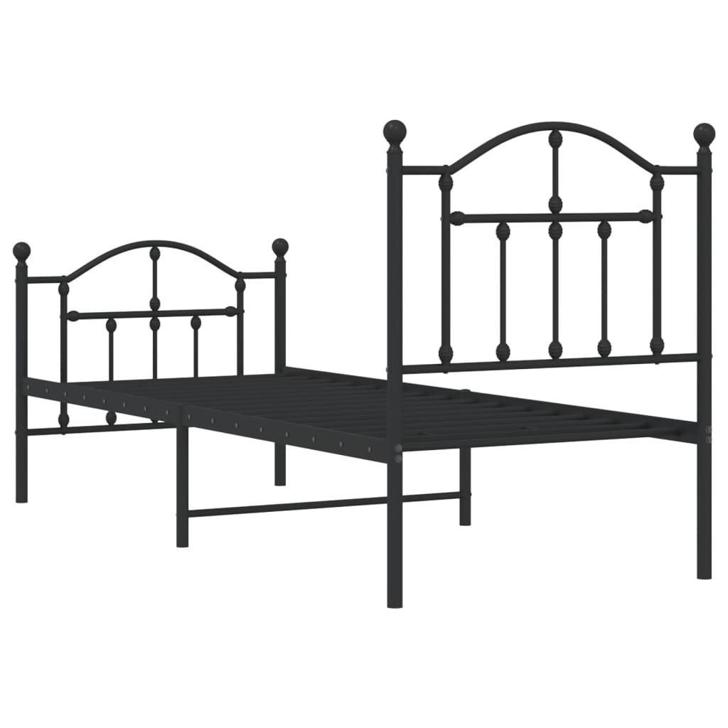 Cadre de lit métal sans matelas avec pied de lit noir 75x190 cm - XIOS