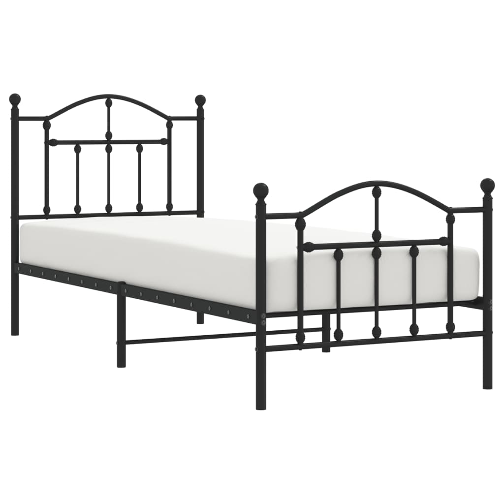 Cadre de lit métal sans matelas avec pied de lit noir 80x200 cm - XIOS