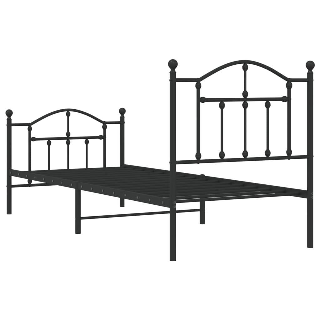 Cadre de lit métal sans matelas avec pied de lit noir 80x200 cm - XIOS