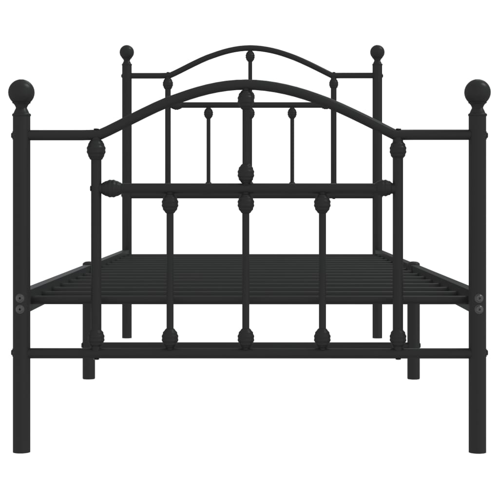 Cadre de lit métal sans matelas avec pied de lit noir 90x190 cm - XIOS