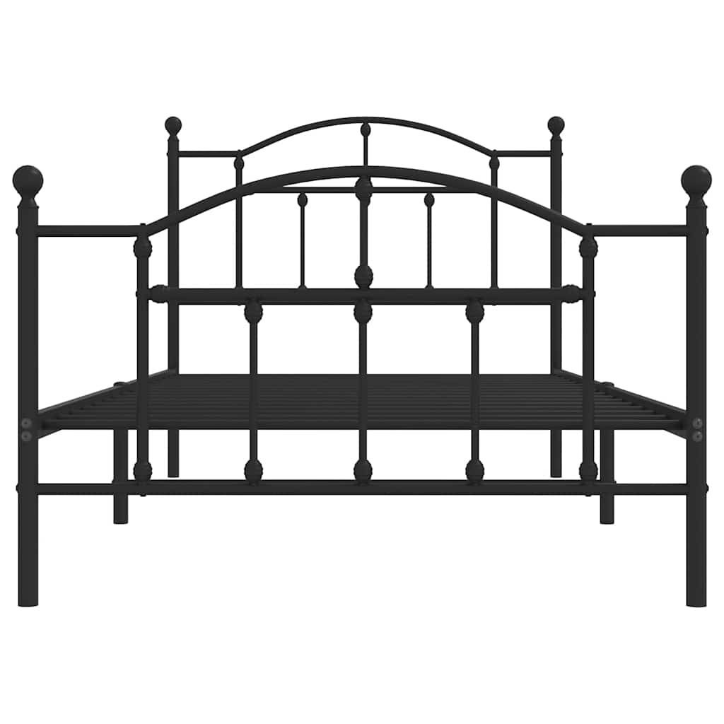 Cadre de lit métal sans matelas avec pied de lit noir 100x190cm - XIOS
