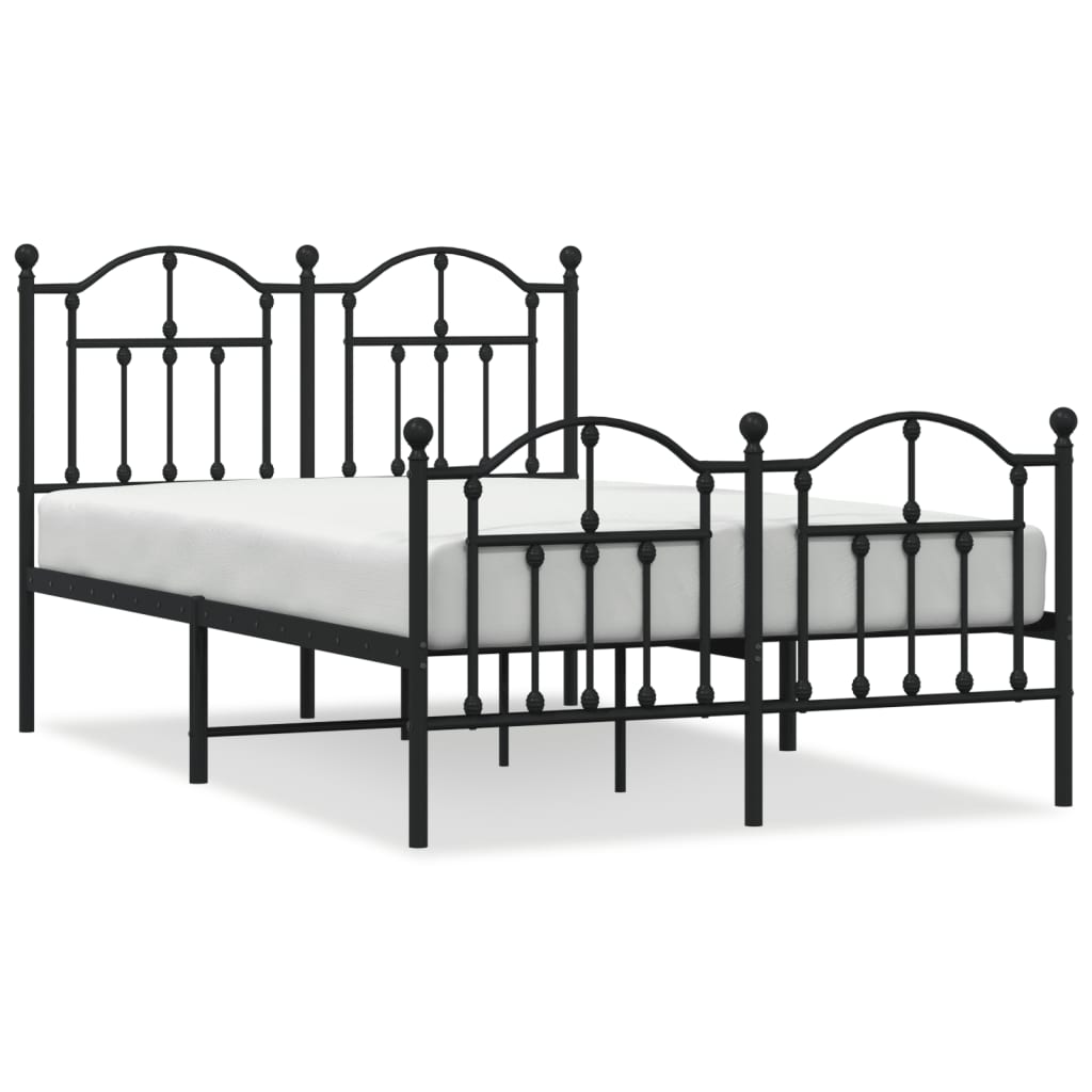 Cadre de lit métal sans matelas avec pied de lit noir 120x190cm - XIOS